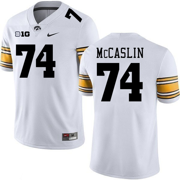 Men #74 Bodey McCaslin Iowa Hawkeyes College Football Jerseys Stitched-White